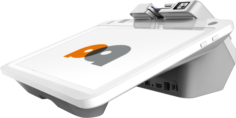 Touchscreen point-of-sale terminal with payment logo